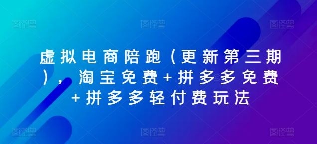 虚拟电商陪跑(更新第三期)，淘宝免费+拼多多免费+拼多多轻付费玩法-财富区