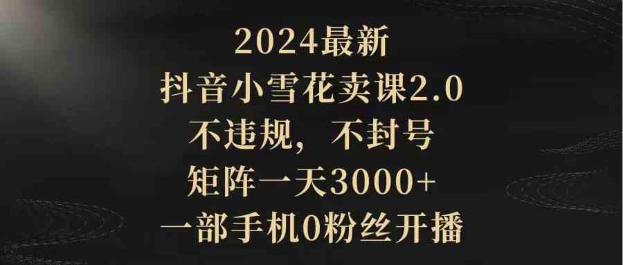（9639期）2024最新抖音小雪花卖课2.0 不违规 不封号 矩阵一天3000+一部手机0粉丝开播-财富区
