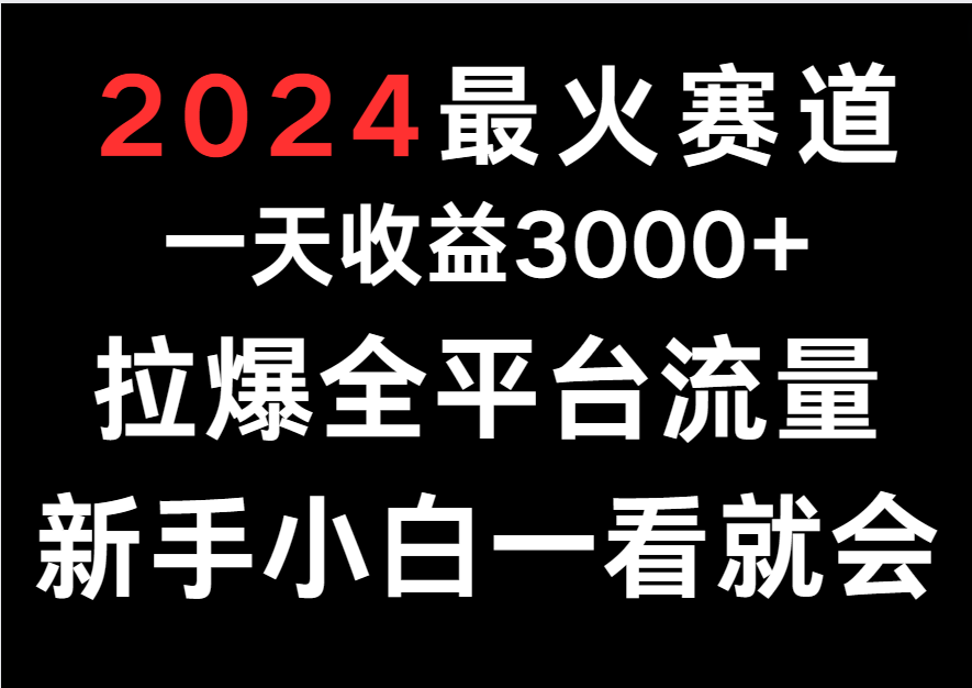 2024最火赛道，一天收一3000+.拉爆全平台流量，新手小白一看就会-财富区