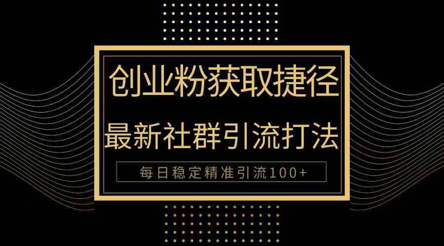 （10040期）创业粉捷径！最新被动引流方法大揭秘，实现每日100+精准引流-财富区