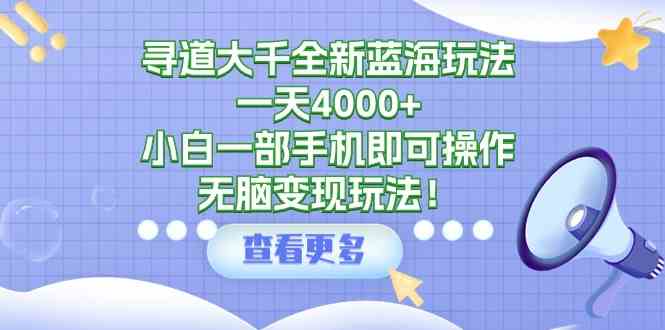 （9479期）寻道大千全新蓝海玩法，一天4000+，小白一部手机即可操作，无脑变现玩法！-财富区