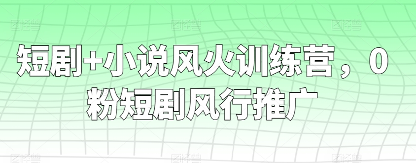短剧+小说风火训练营，0粉短剧风行推广-财富区