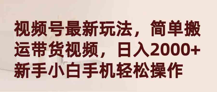 （9486期）视频号最新玩法，简单搬运带货视频，日入2000+，新手小白手机轻松操作-财富区