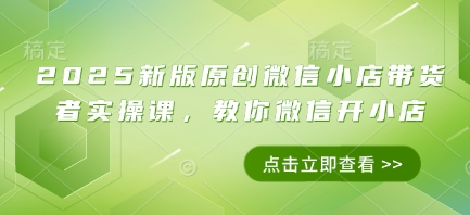 2025新版原创微信小店带货者实操课，教你微信开小店-财富区