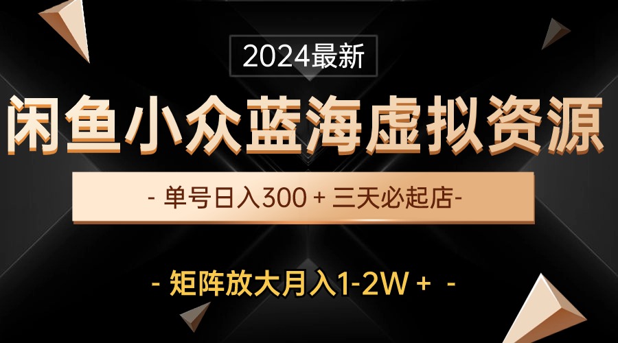 （10336期）最新闲鱼小众蓝海虚拟资源，单号日入300＋，三天必起店，矩阵放大月入1-2W-财富区