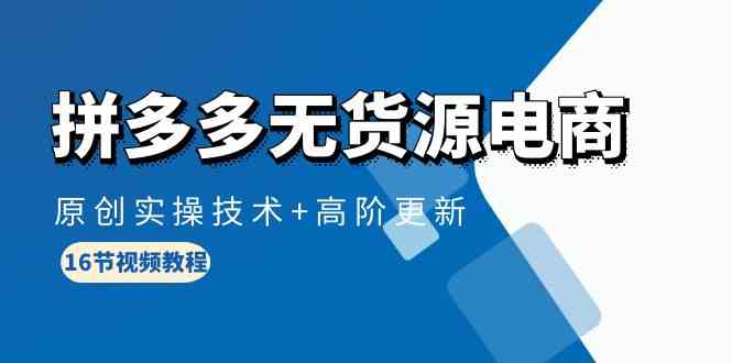 拼多多无货源电商，原创实操技术+高阶更新（16节视频教程）-财富区