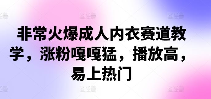 非常火爆成人内衣赛道教学，​涨粉嘎嘎猛，播放高，易上热门-财富区