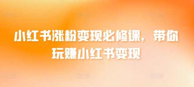 小红书涨粉变现必修课，带你玩赚小红书变现-财富区