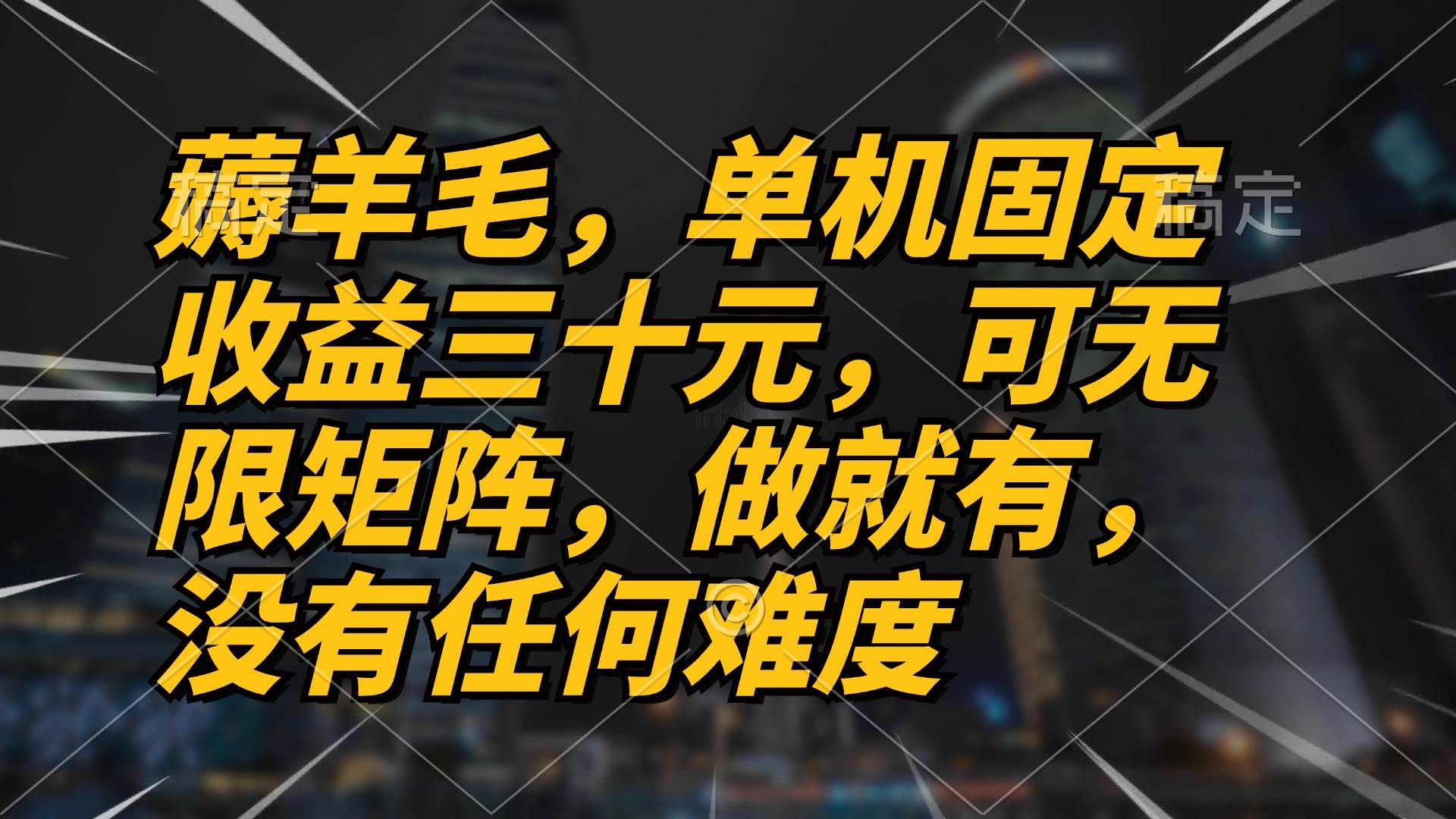 （13162期）薅羊毛项目，单机三十元，做就有，可无限矩阵 无任何难度-财富区