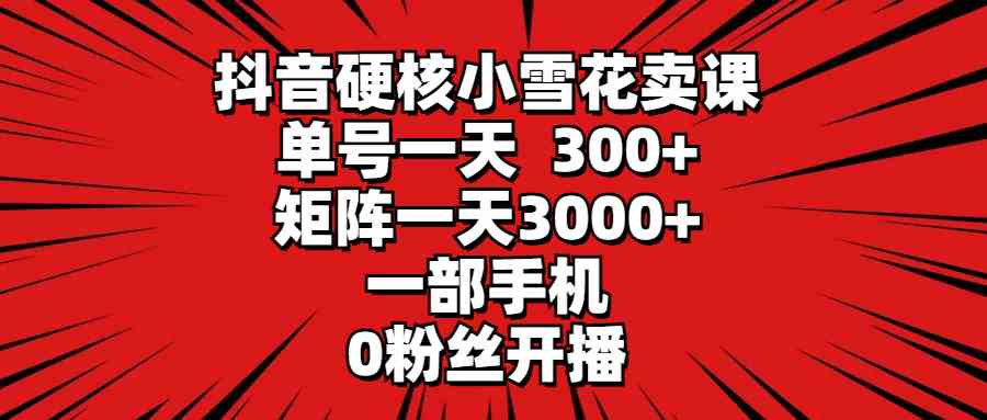 （9551期）抖音硬核小雪花卖课，单号一天300+，矩阵一天3000+，一部手机0粉丝开播-财富区