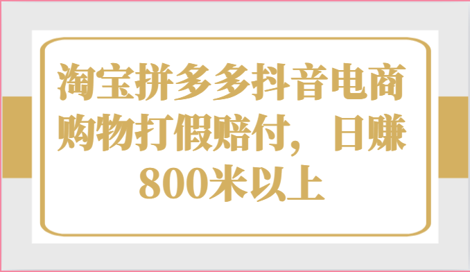 淘宝拼多多抖音电商购物打假赔付，日赚800米以上-财富区