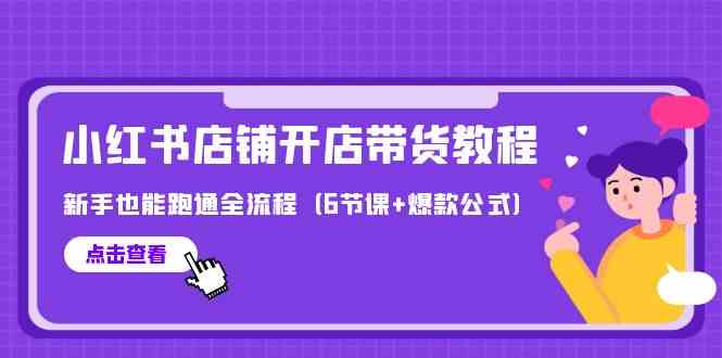 （9883期）最新小红书店铺开店带货教程，新手也能跑通全流程（6节课+爆款公式）-财富区