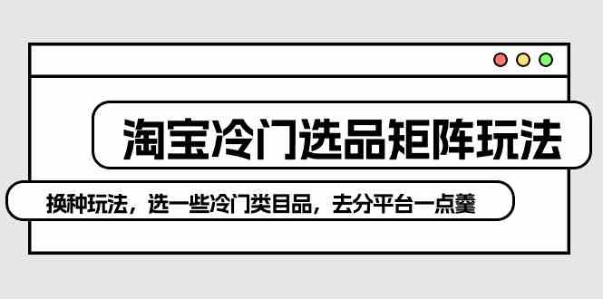 （10159期）淘宝冷门选品矩阵玩法：换种玩法，选一些冷门类目品，去分平台一点羹-财富区