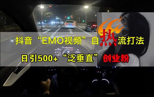 抖音EMO视频自热打法，日引500+“泛垂直”创业粉-财富区
