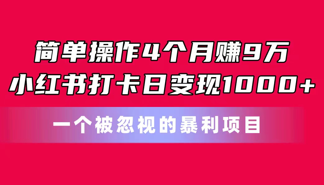 （11048期）简单操作4个月赚9万！小红书打卡日变现1000+！一个被忽视的暴力项目-财富区