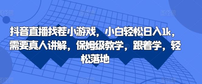 抖音直播找茬小游戏，小白轻松日入1k，需要真人讲解，保姆级教学，跟着学，轻松落地【揭秘】-财富区