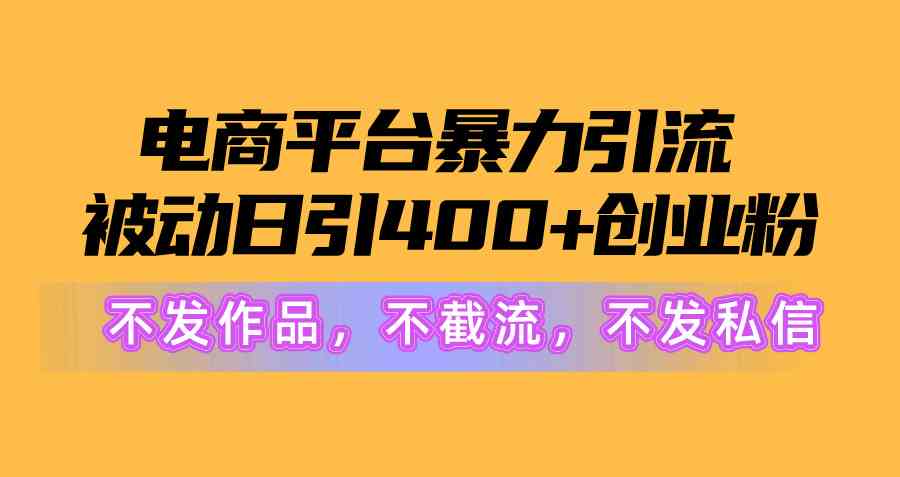 （10168期）电商平台暴力引流,被动日引400+创业粉不发作品，不截流，不发私信-财富区