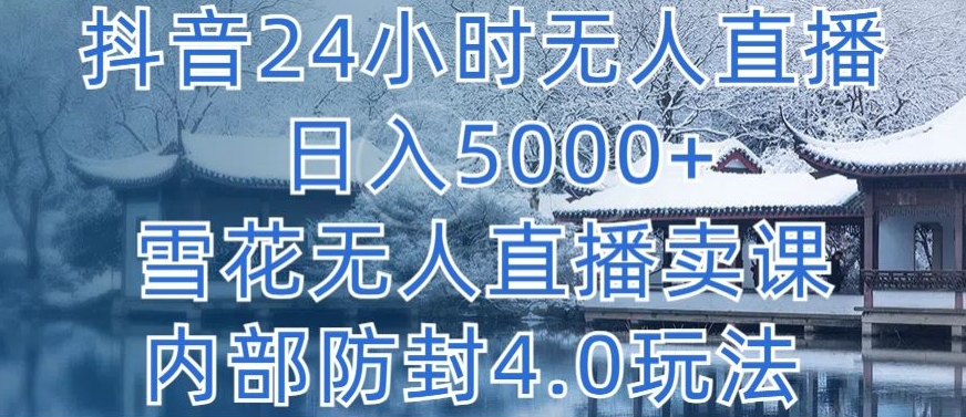 抖音24小时无人直播 日入5000+，雪花无人直播卖课，内部防封4.0玩法-财富区