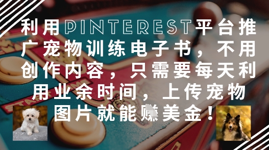利用Pinterest平台推广宠物训练电子书，不用创作内容，只需要每天利用业余时间，上传宠物图片就能挣美金!-财富区