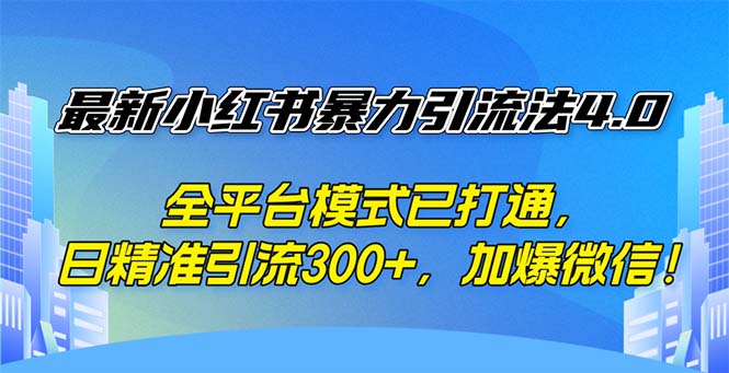（12505期）最新小红书暴力引流法4.0， 全平台模式已打通，日精准引流300+，加爆微…-财富区