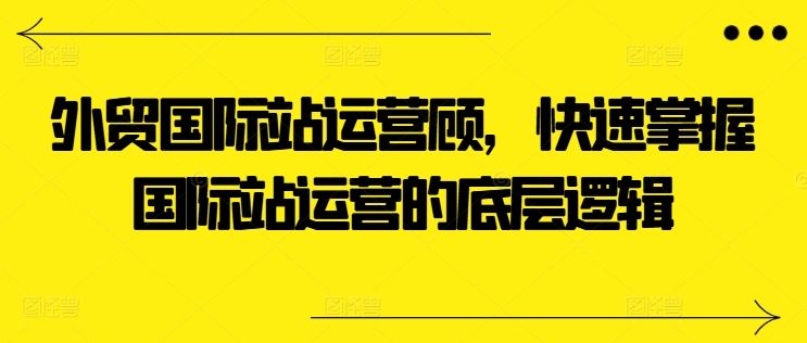 外贸国际站运营顾问，快速掌握国际站运营的底层逻辑-财富区