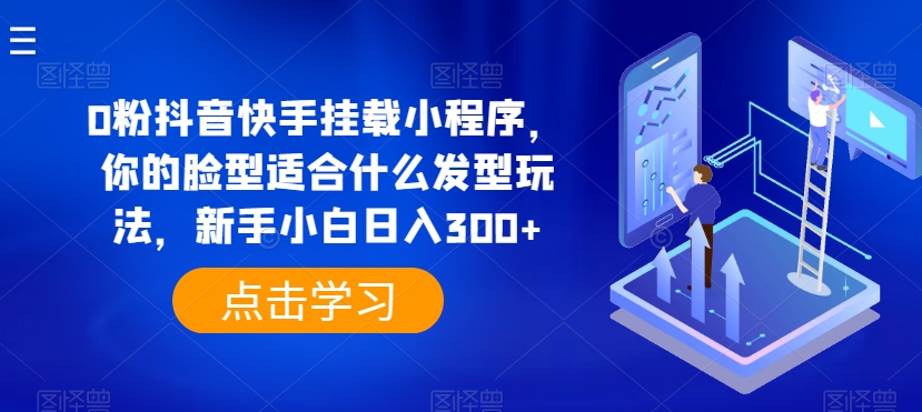 0粉抖音快手挂载小程序，你的脸型适合什么发型玩法，新手小白日入300+-财富区