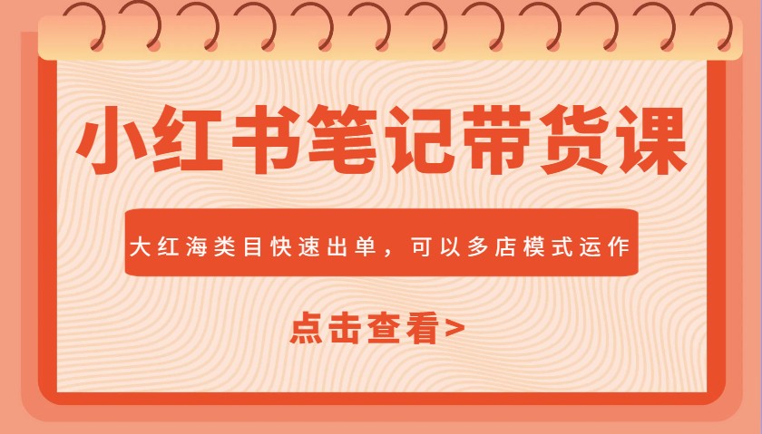小红书笔记带货课，大红海类目快速出单，市场大，可以多店模式运作(更新)-财富区