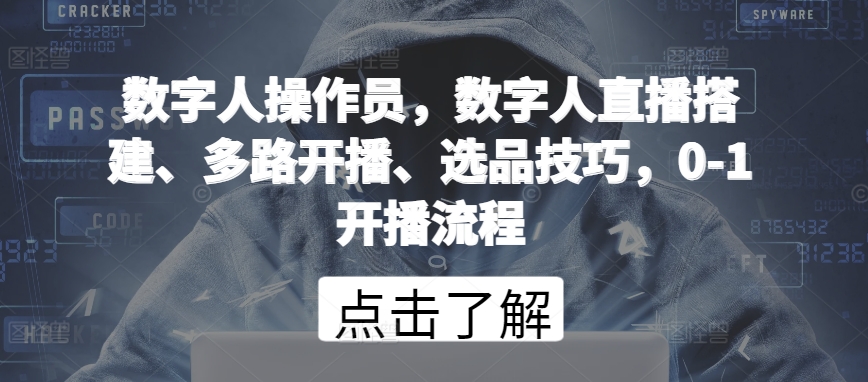 数字人操作员，数字人直播搭建、多路开播、选品技巧，0-1开播流程-财富区