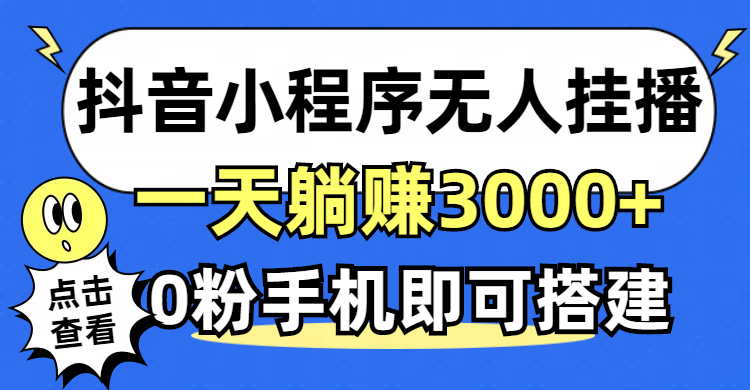 （12988期）抖音小程序无人直播，一天躺赚3000+，0粉手机可搭建，不违规不限流，小…-财富区