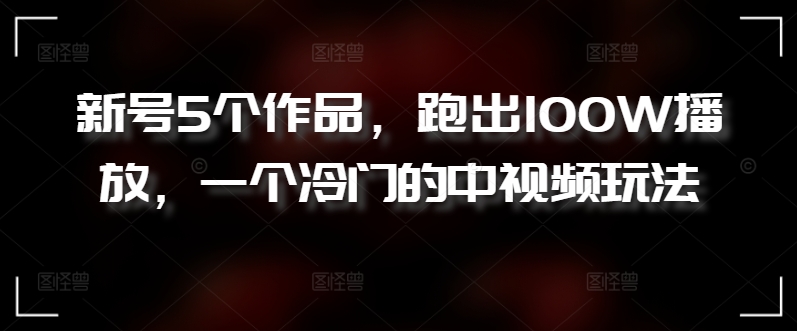 新号5个作品，跑出100W播放，一个冷门的中视频玩法-财富区