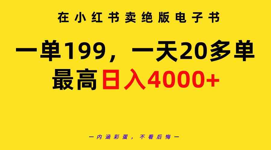 （9401期）在小红书卖绝版电子书，一单199 一天最多搞20多单，最高日入4000+教程+资料-财富区