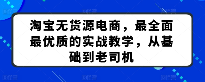 淘宝无货源电商，最全面最优质的实战教学，从基础到老司机-财富区