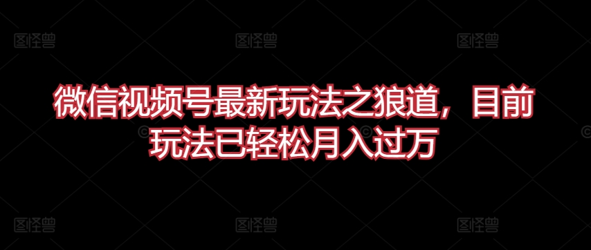 微信视频号最新玩法之狼道，目前玩法已轻松月入过万-财富区