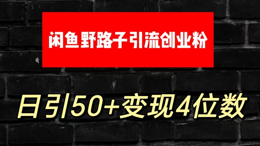 大眼闲鱼野路子引流创业粉，日引50+单日变现四位数-财富区