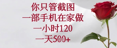 你只管截图，一部手机在家可以做，一小时120.一天5张+【揭秘】-财富区