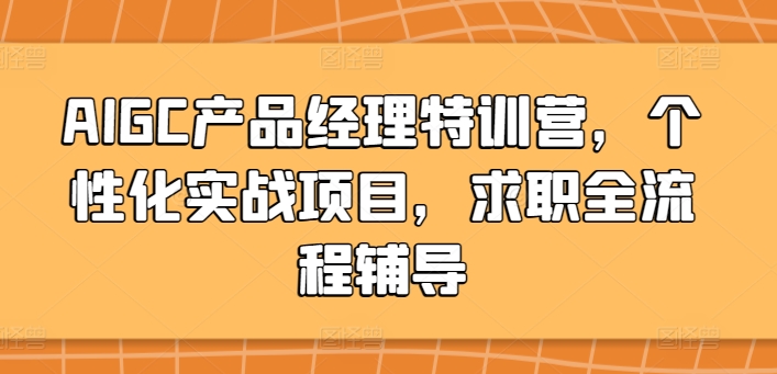 AIGC产品经理特训营，个性化实战项目，求职全流程辅导-财富区