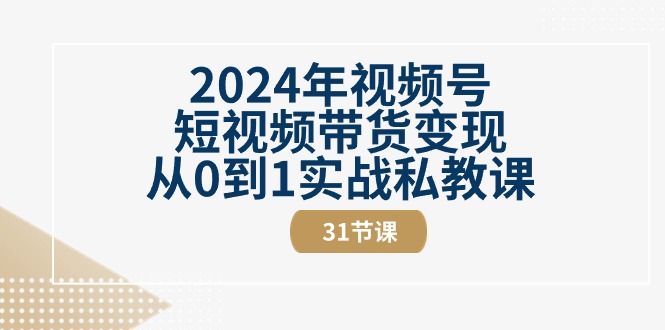2024年视频号短视频带货变现从0到1实战私教课（30节视频课）-财富区