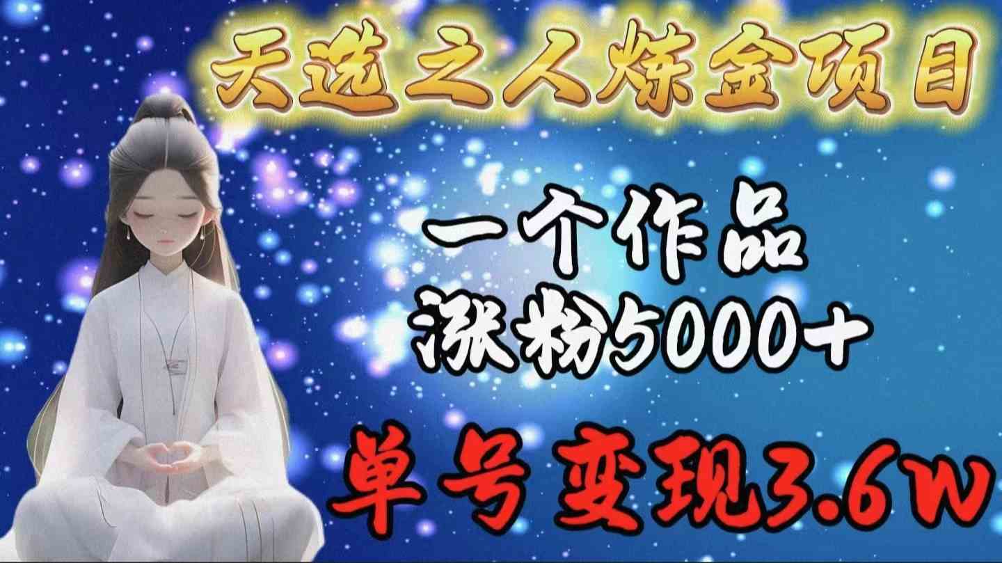 （9693期）天选之人炼金项目，一个作品涨粉5000+，单号变现3.6w-财富区
