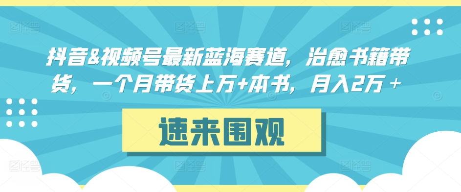 抖音&视频号最新蓝海赛道，治愈书籍带货，一个月带货上万+本书，月入2万＋-财富区