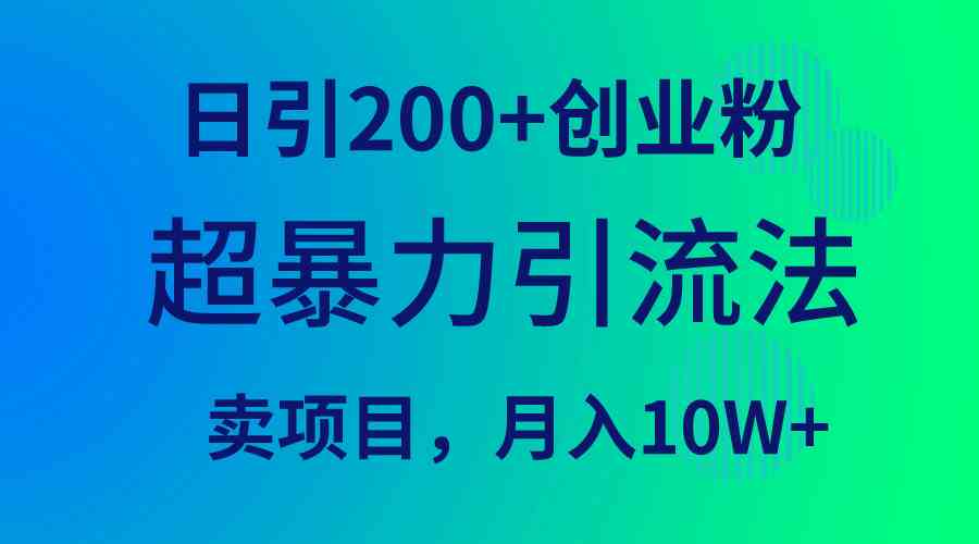 （9654期）超暴力引流法，日引200+创业粉，卖项目月入10W+-财富区