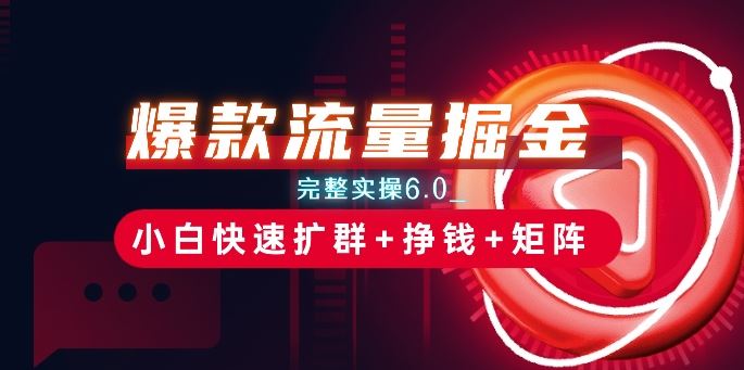 爆款流量掘金_完整实操6.0_小白快速扩群+挣钱+矩阵思路【揭秘】-财富区