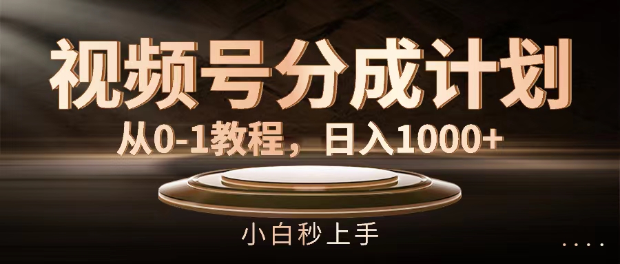 （11931期）视频号分成计划，从0-1教程，日入1000+-财富区