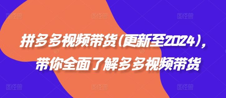 拼多多视频带货(更新至2024)，带你全面了解多多视频带货-财富区