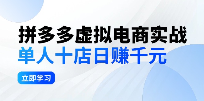 （12326期）拼多多虚拟电商实战：单人10店日赚千元，深耕老项目，稳定盈利不求风口-财富区