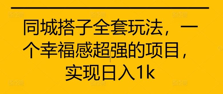 同城搭子全套玩法，一个幸福感超强的项目，实现日入1k【揭秘】-财富区
