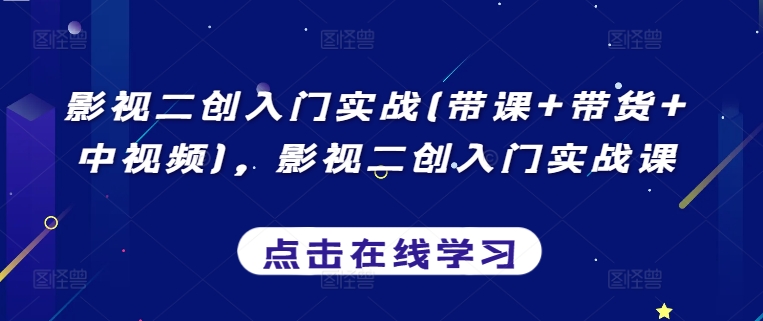 影视二创入门实战(带课+带货+中视频)，影视二创入门实战课-财富区