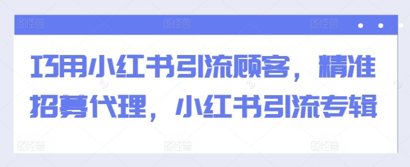 巧用小红书引流顾客，精准招募代理，小红书引流专辑-财富区