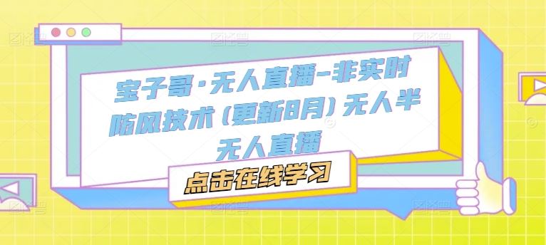 宝子哥·无人直播-非实时防风技术(更新8月)无人半无人直播-财富区