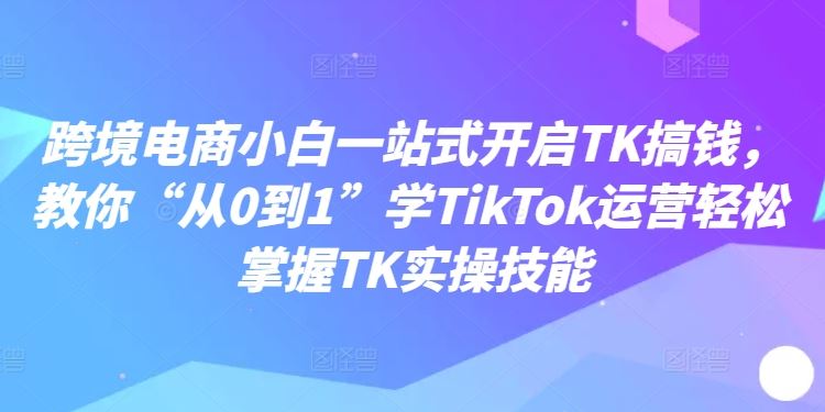 跨境电商小白一站式开启TK搞钱，教你“从0到1”学TikTok运营轻松掌握TK实操技能-财富区