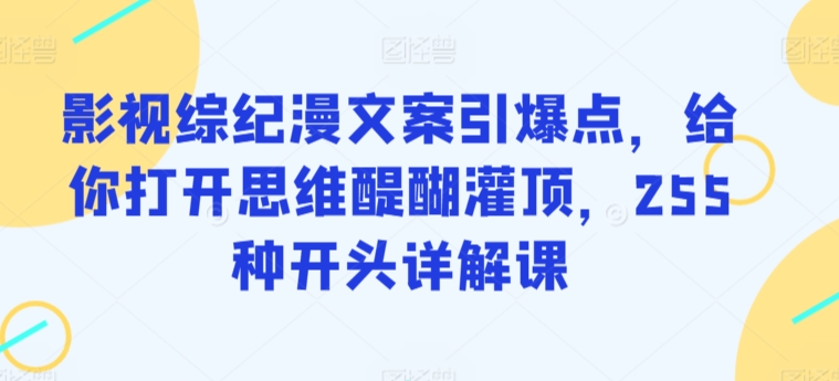 影视综纪漫文案引爆点，给你打开思维醍醐灌顶，255种开头详解课-财富区